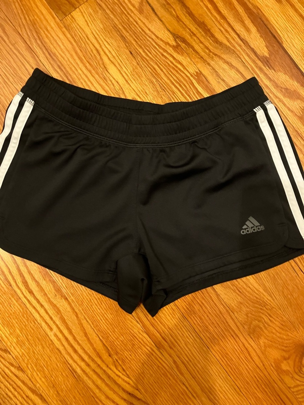 adidas Black Athletic Shorts with White Side Stripes